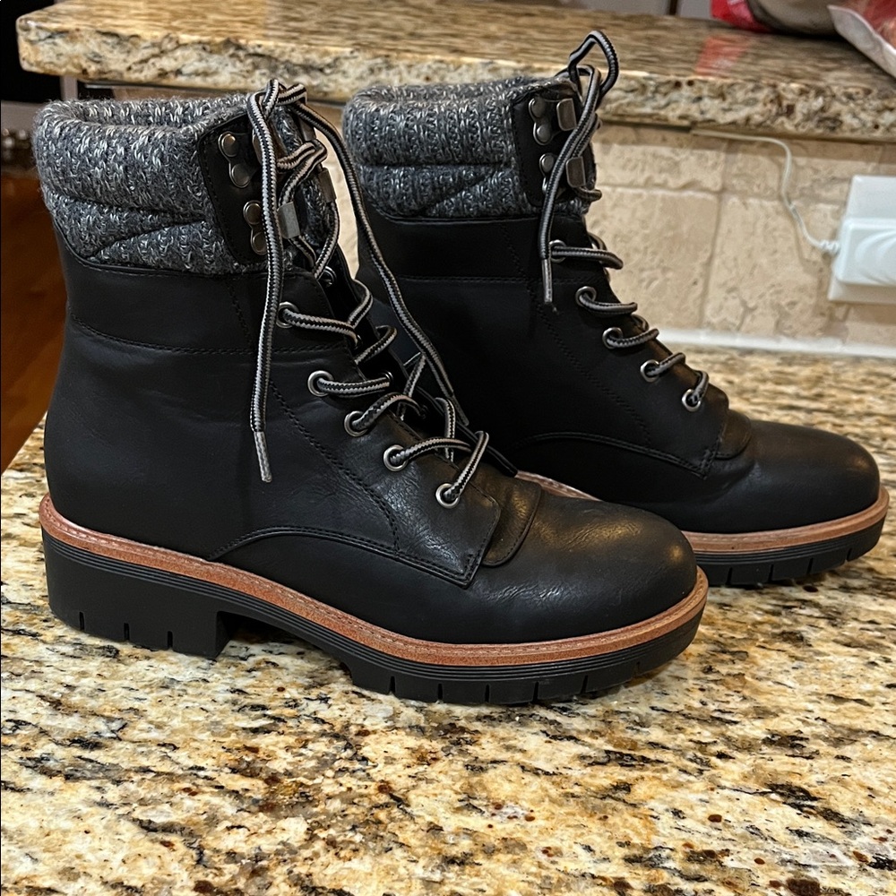 Maurices Black and Gray Combat Boots